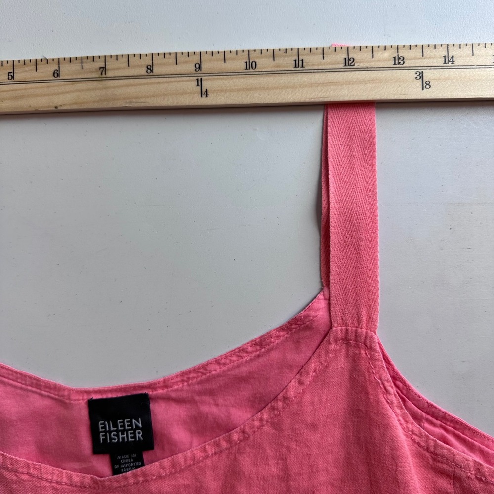Eileen Fisher Pink 100% Irish Linen Tank Top Shell Women Sz L Scoop Neck Lined - Picture 9 of 13